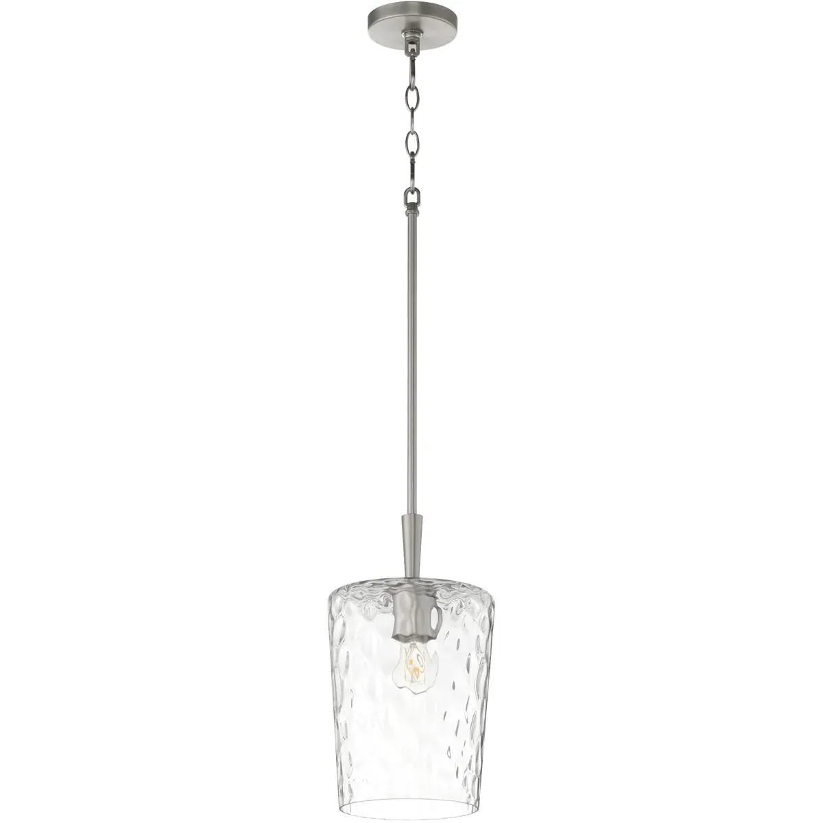 Quorum Goodwin 1-Light Pendant - Satin Nickel, Clear Hammered Glass product