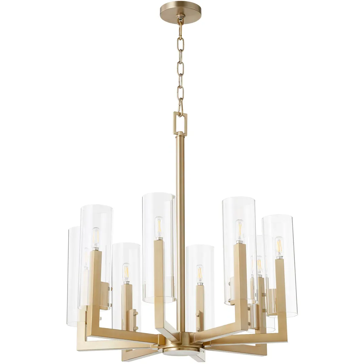 Quorum Harbin 8-Light Chandelier - Aged Brass, Clear Glass product