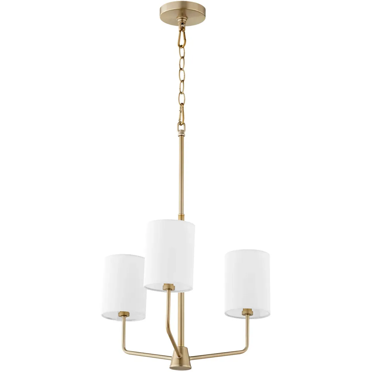 Quorum Harmony 3-Light Chandelier - Aged Brass, White Linen product