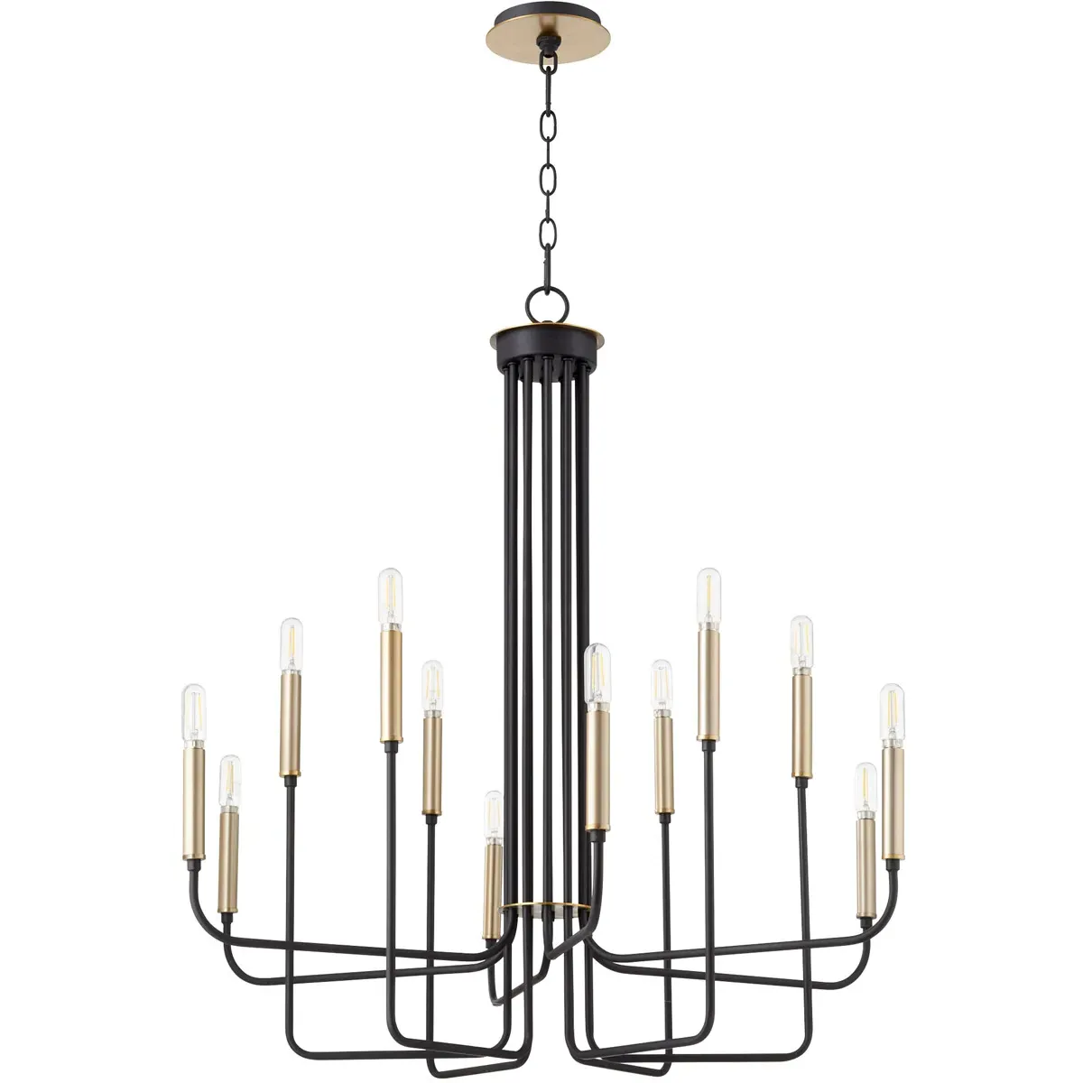 Quorum Hope 12-Light 32 inch Chandelier - Noir, Aged Brass product