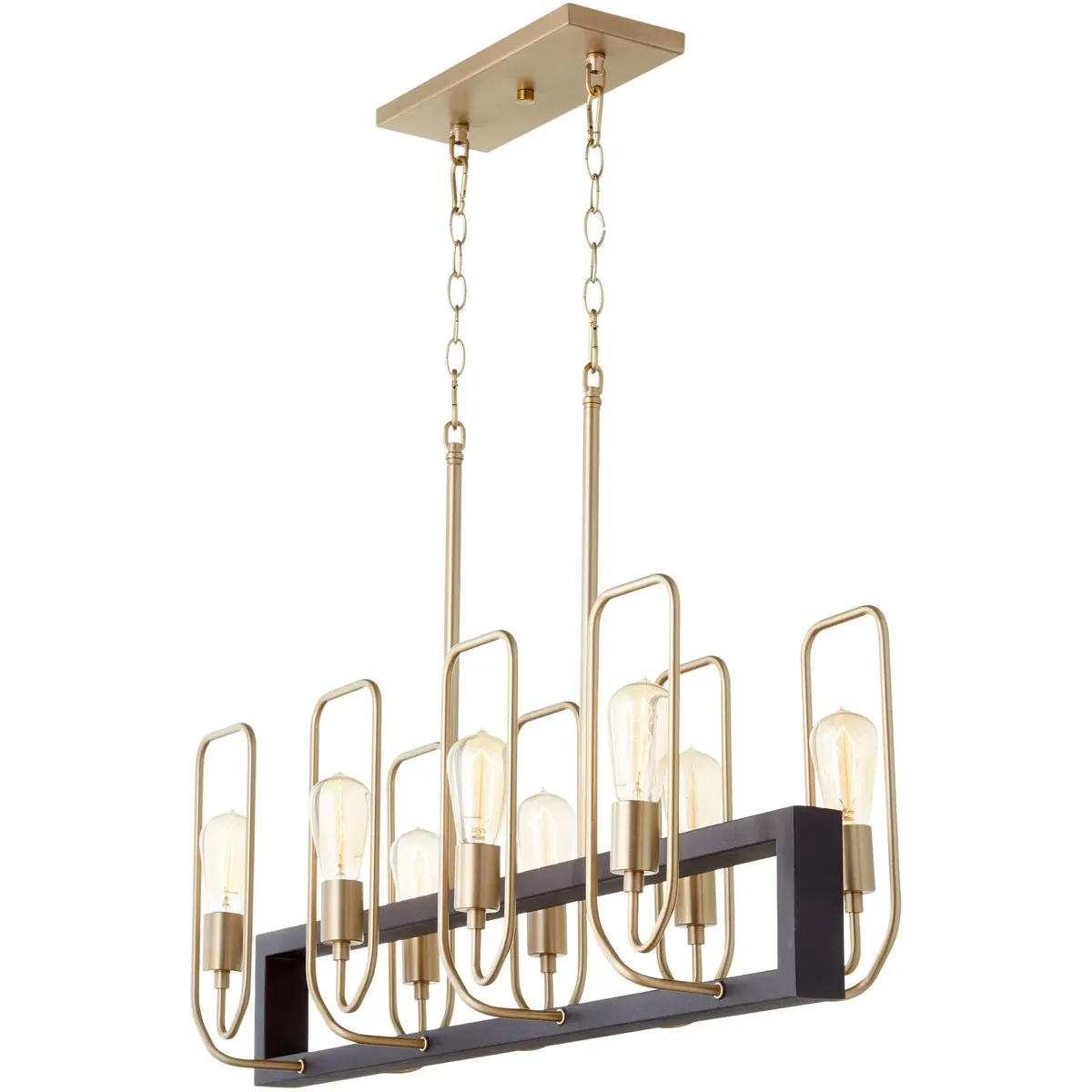 Quorum Howe 8-Light Linear Chandelier - Noir, Aged Brass product