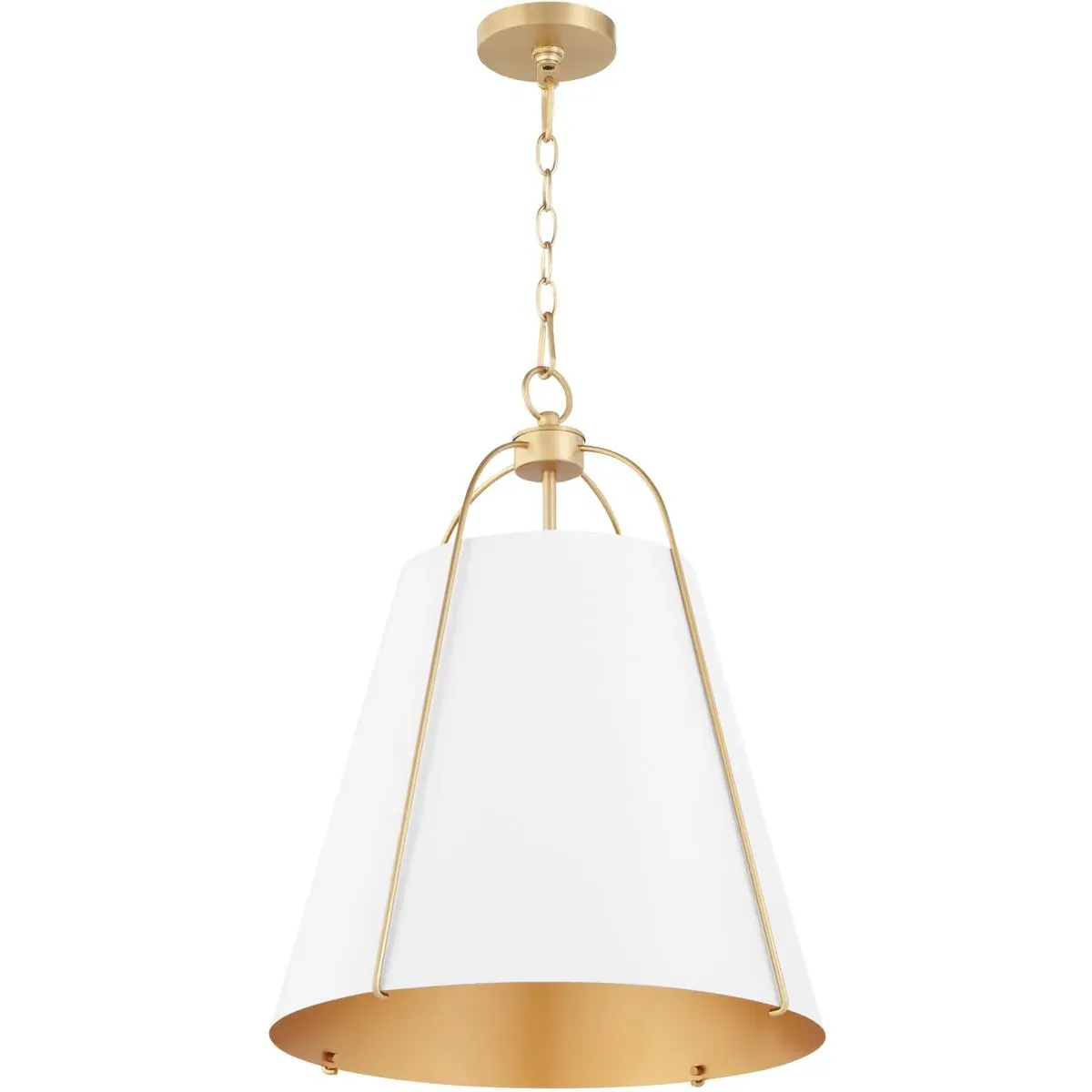 Quorum Jamie 3-Light Pendant - Studio White, Aged Brass Steel product