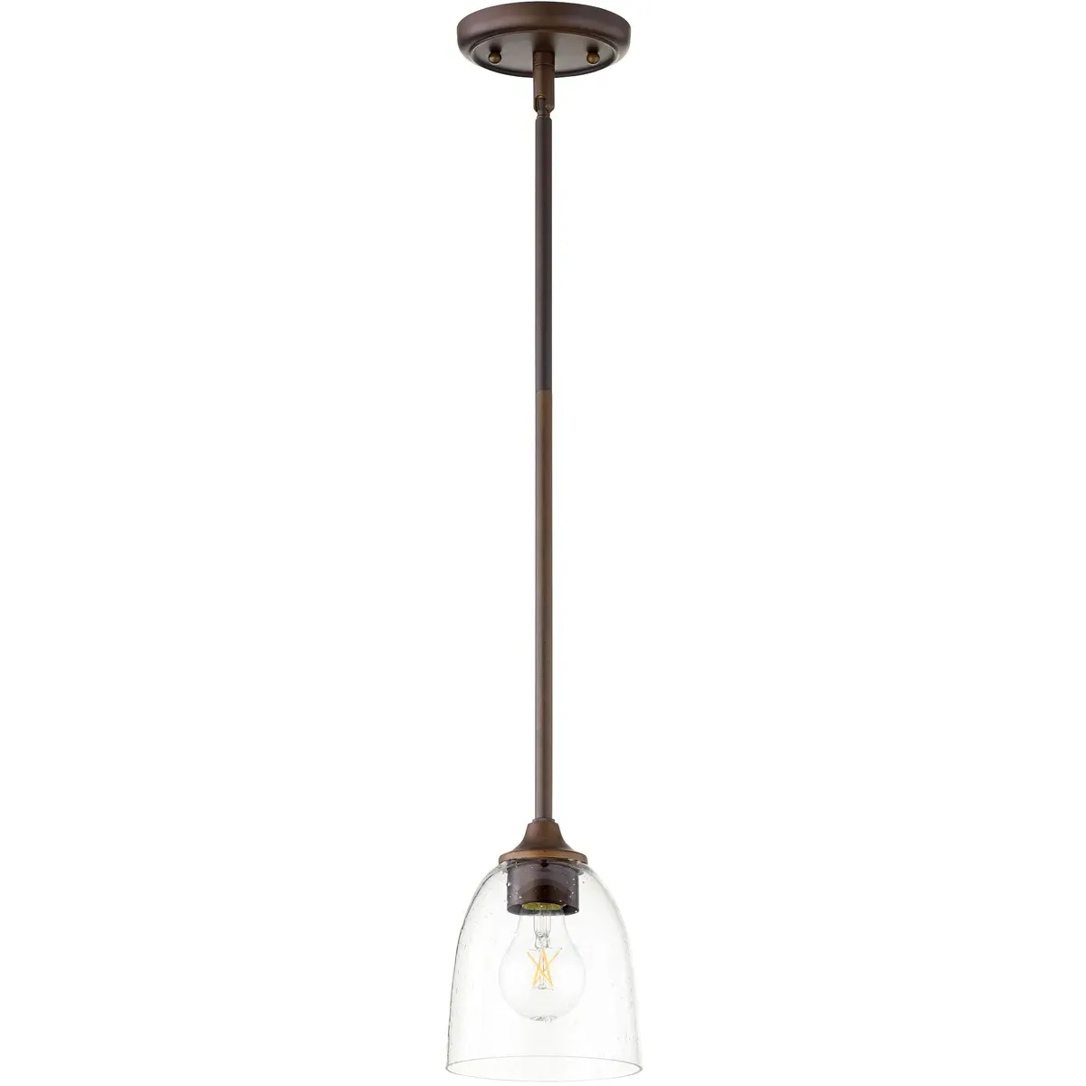 Quorum Jardin 1-Light Mini Pendant - Oiled Bronze, Clear Seeded Glass product
