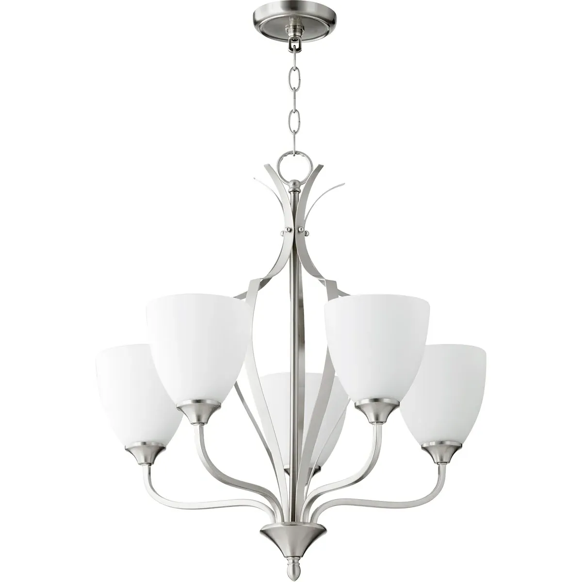 Quorum Jardin 5-Light 30 inch Chandelier - Satin Nickel, Satin Opal Glass product