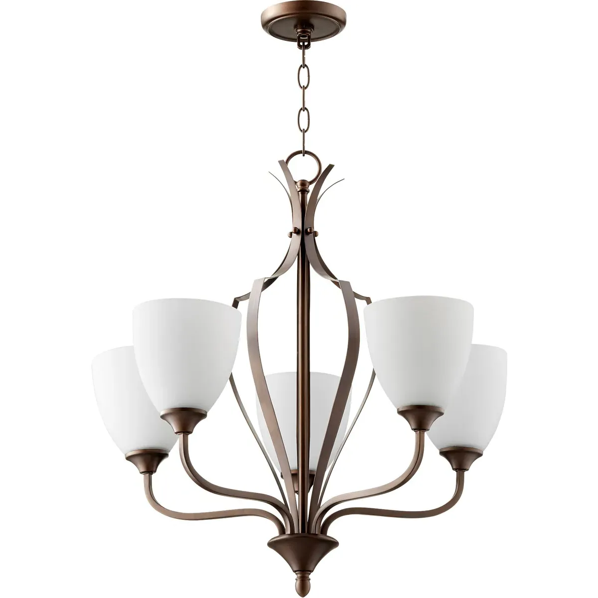 Quorum Jardin 5-Light Chandelier - Oiled Bronze, Satin Opal product