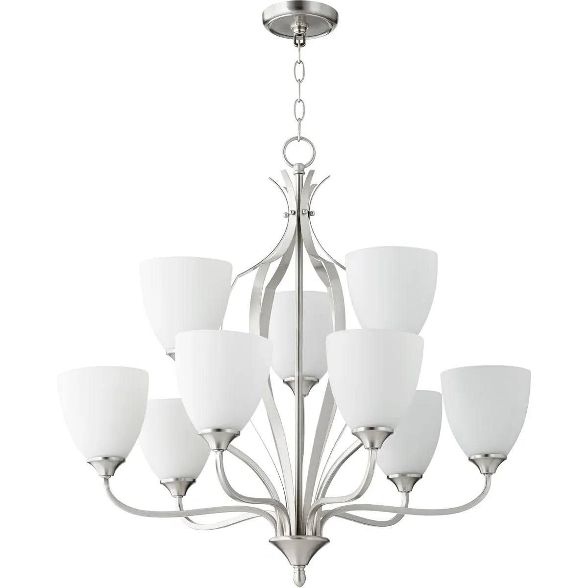 Quorum Jardin 9-Light Chandelier - Satin Nickel, Satin Opal product