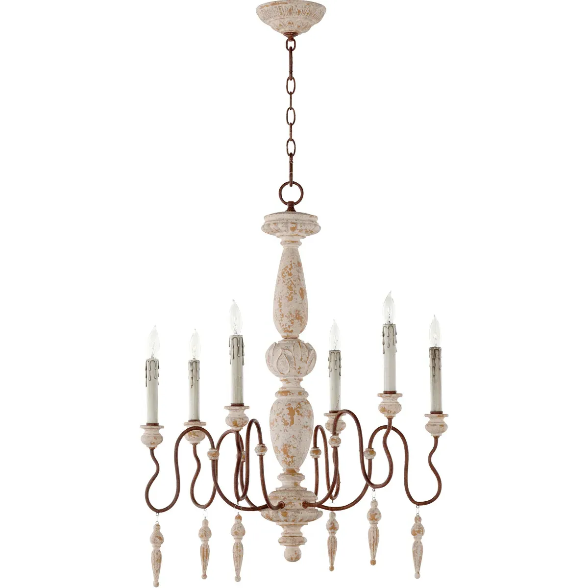 Quorum La Maison 6-Light Chandelier - Manchester Grey, Rust Accents product