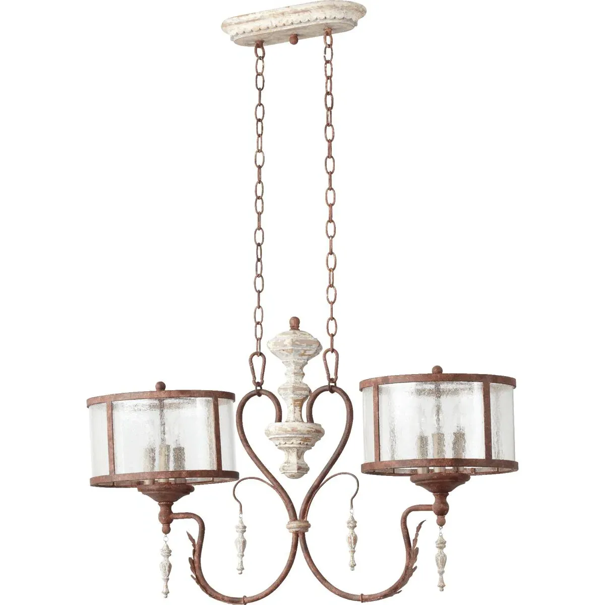 Quorum La Maison 6-Light Island Ceiling Light - Manchester Grey, Rust Accents product