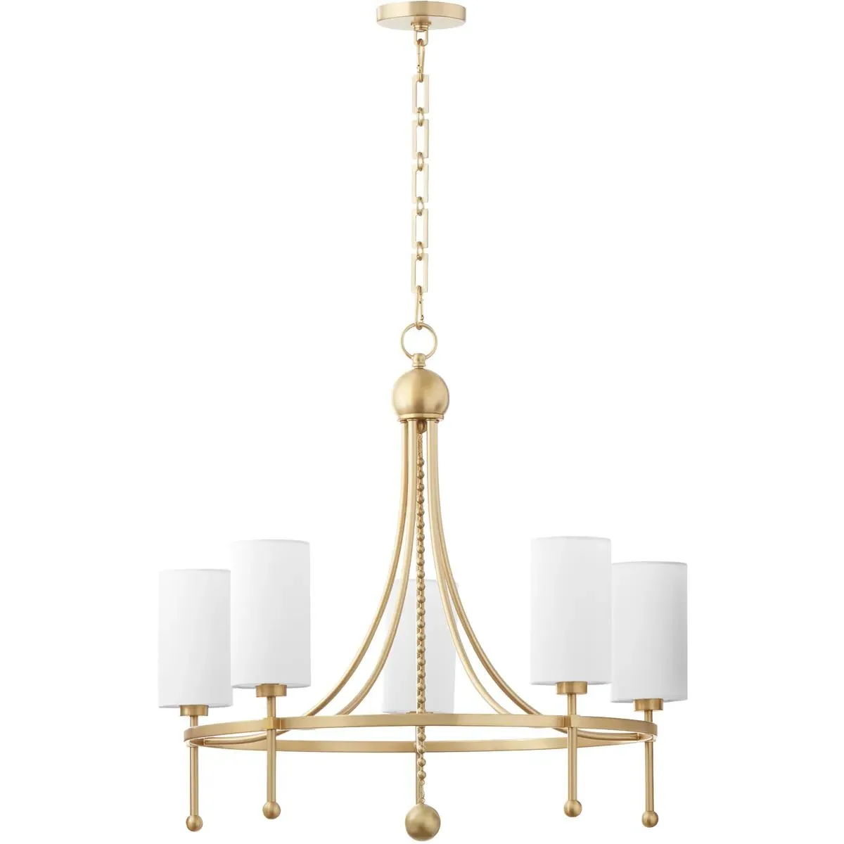 Quorum Lee Boulevard 5-Light Chandelier - Aged Brass, Steel/Fabric product