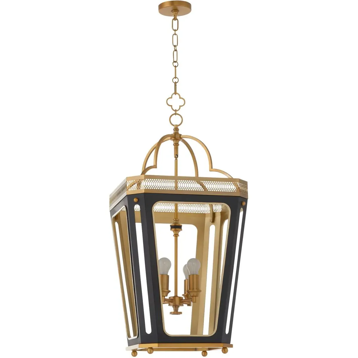 Quorum Loire 4 Light Pendant - Matte Black, Brushed Brass product