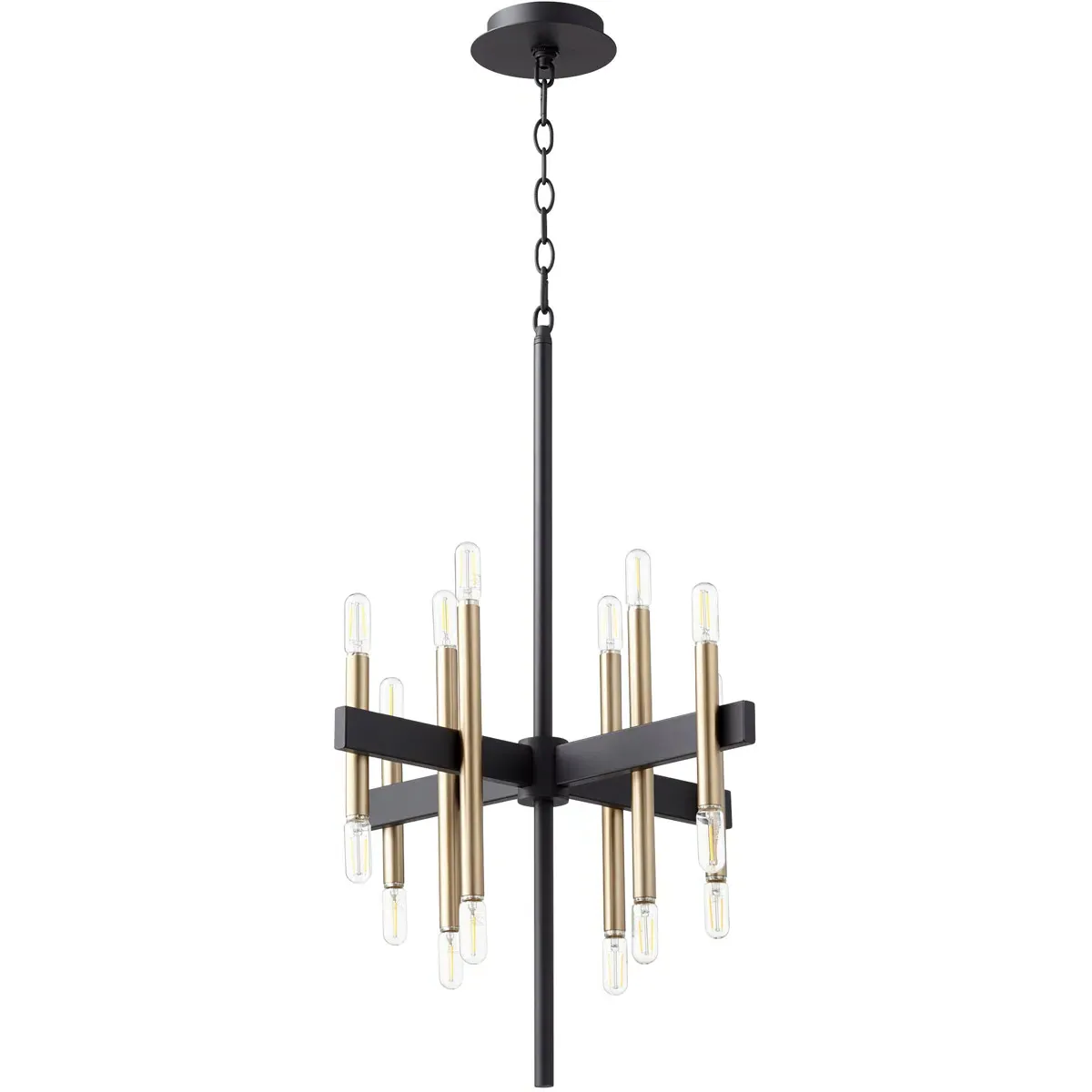 Quorum Luxe 16-Light Chandelier - Noir with Aged Brass product