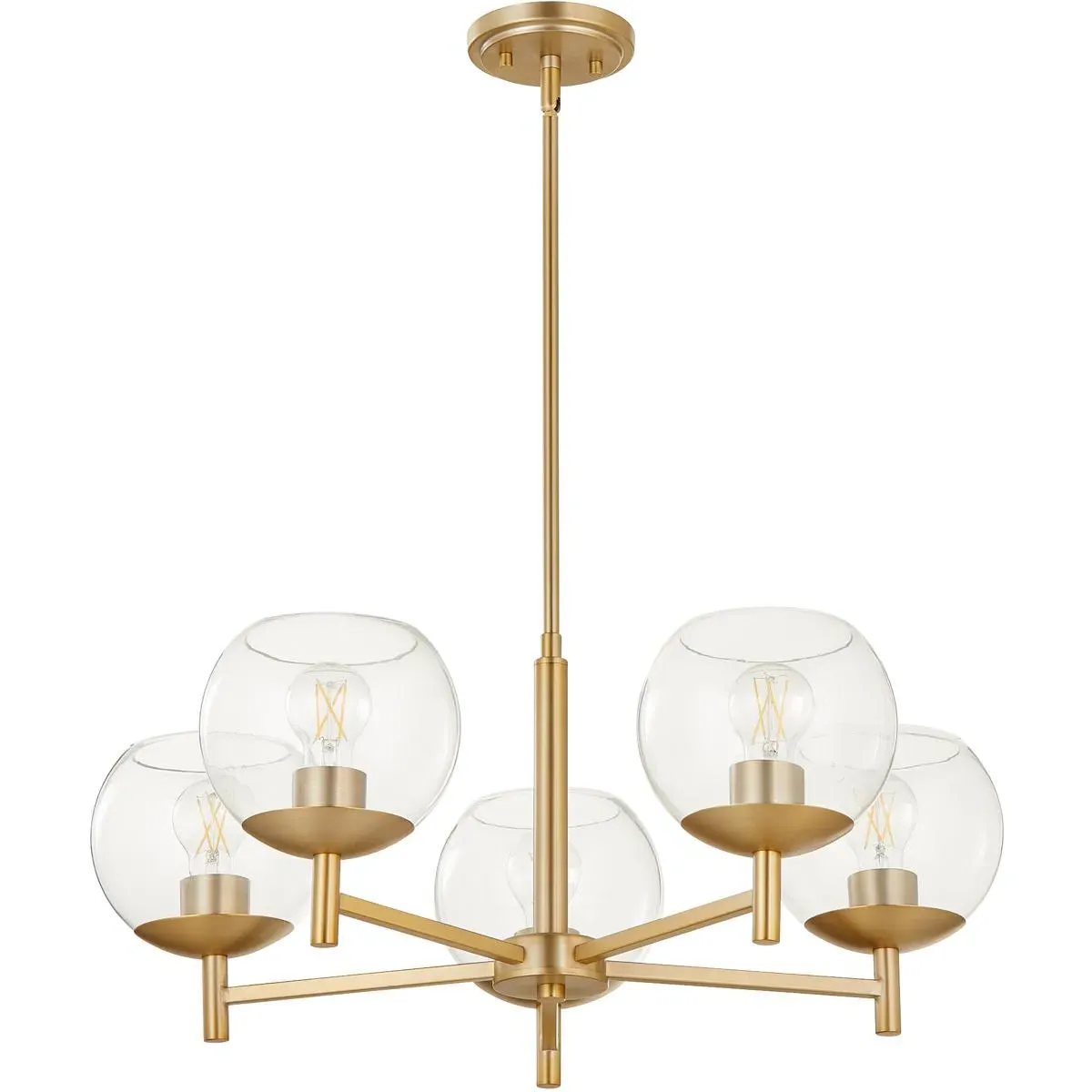 Quorum Lyon 5-Light Chandelier - Aged Brass, Clear Glass product
