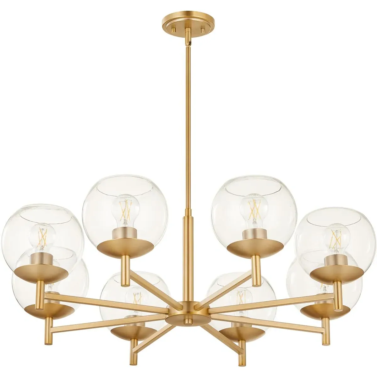Quorum Lyon 8-Light 34 inch Chandelier - Aged Brass, Clear Glass product