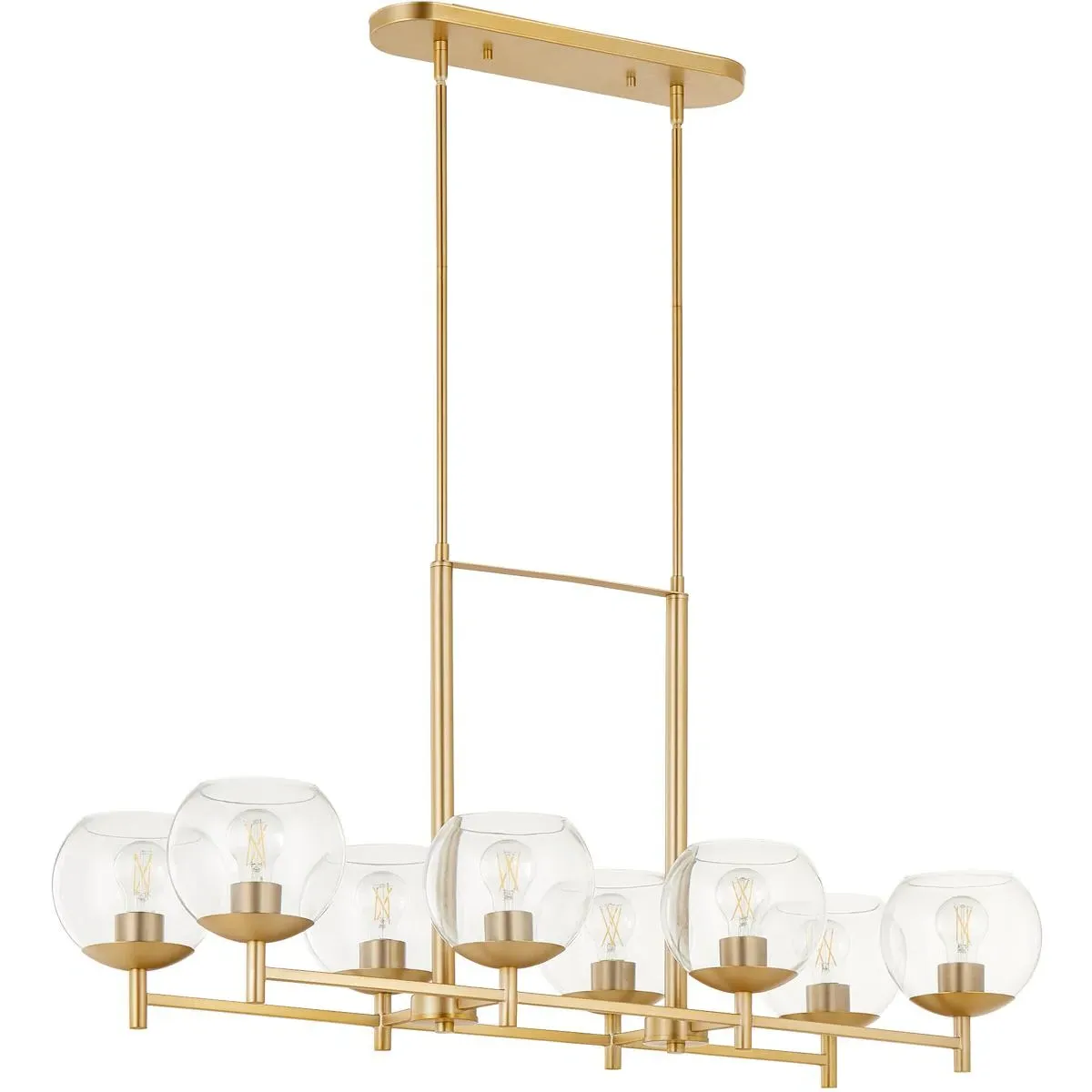 Quorum Lyon 8-Light Linear Chandelier - Aged Brass, Clear Glass product