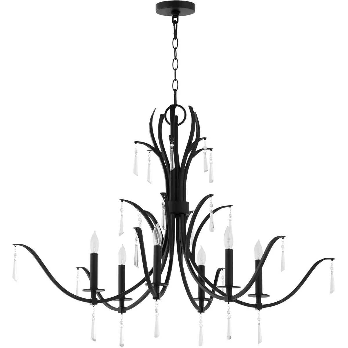 Quorum Majesty 6-Light Chandelier - Matte Black, Steel/Crystal product