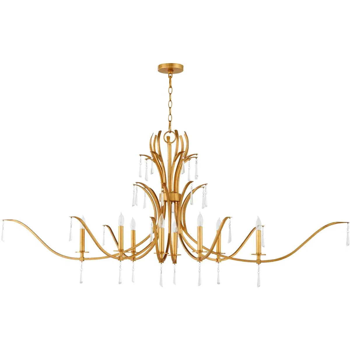 Quorum Majesty 8-Light 32 inch Chandelier - Gold Leaf, Steel/Crystal product