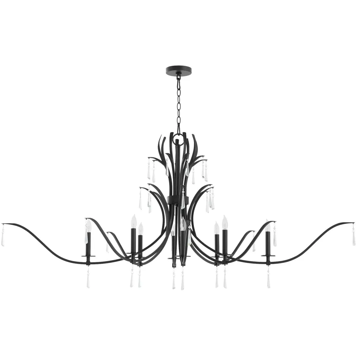Quorum Majesty 8-Light Chandelier - Matte Black, Steel/Crystal product