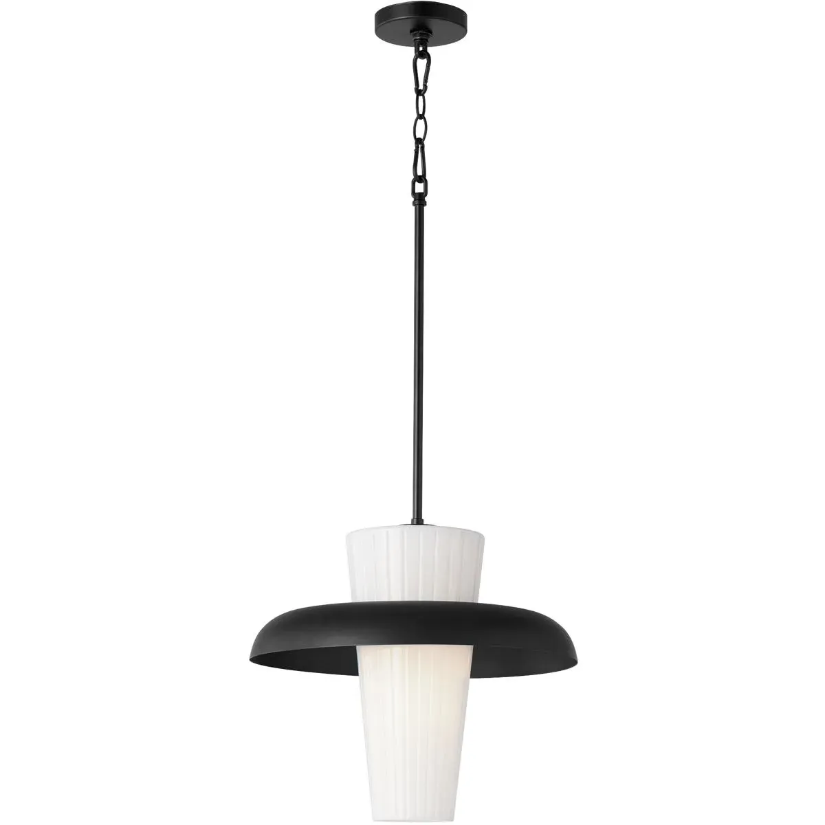 Quorum Mallory 1-Light Pendant Ceiling Light - Matte Black, Steel/Glass alternate view