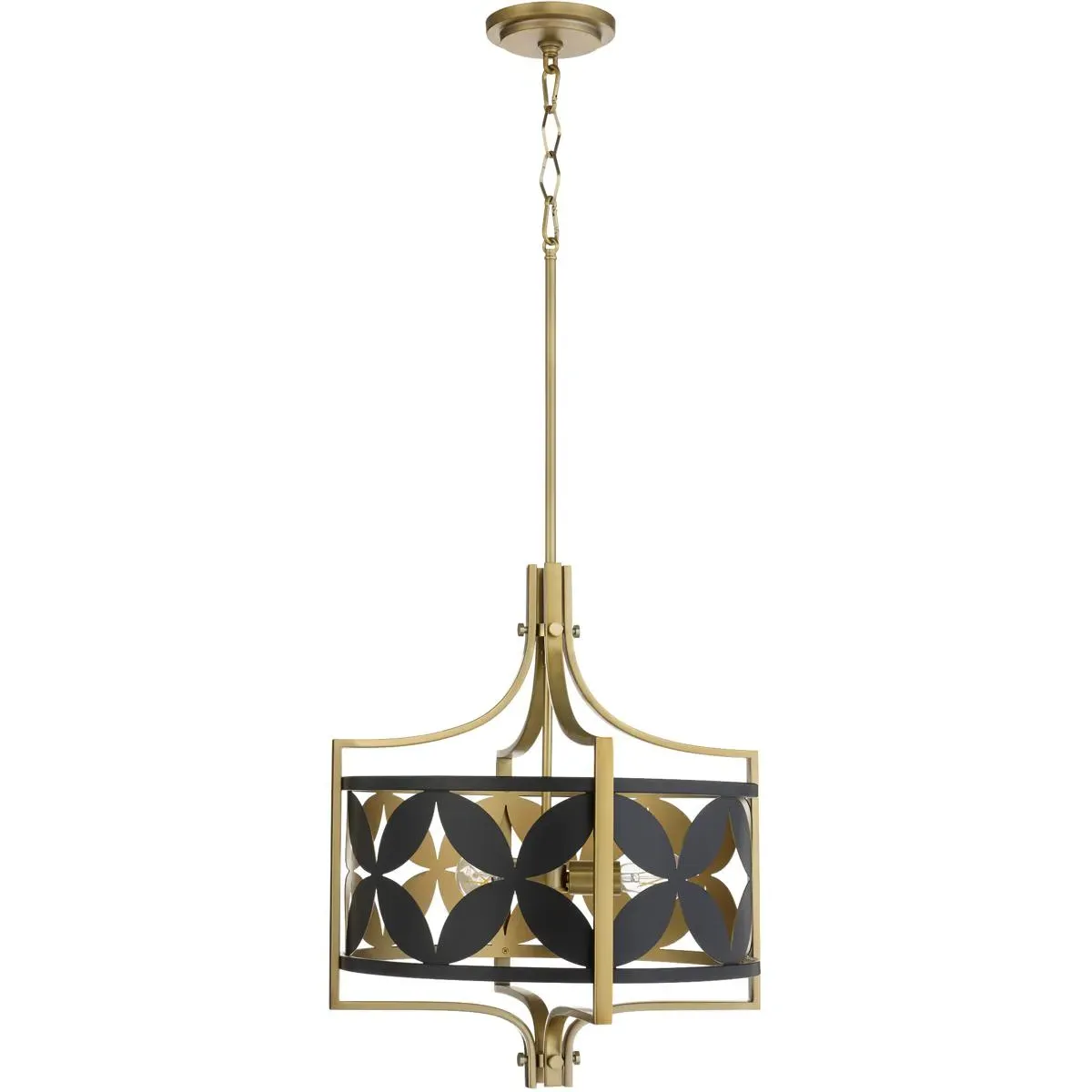 Quorum Mariposa 3-Light Pendant - Matte Black, Aged Brass product