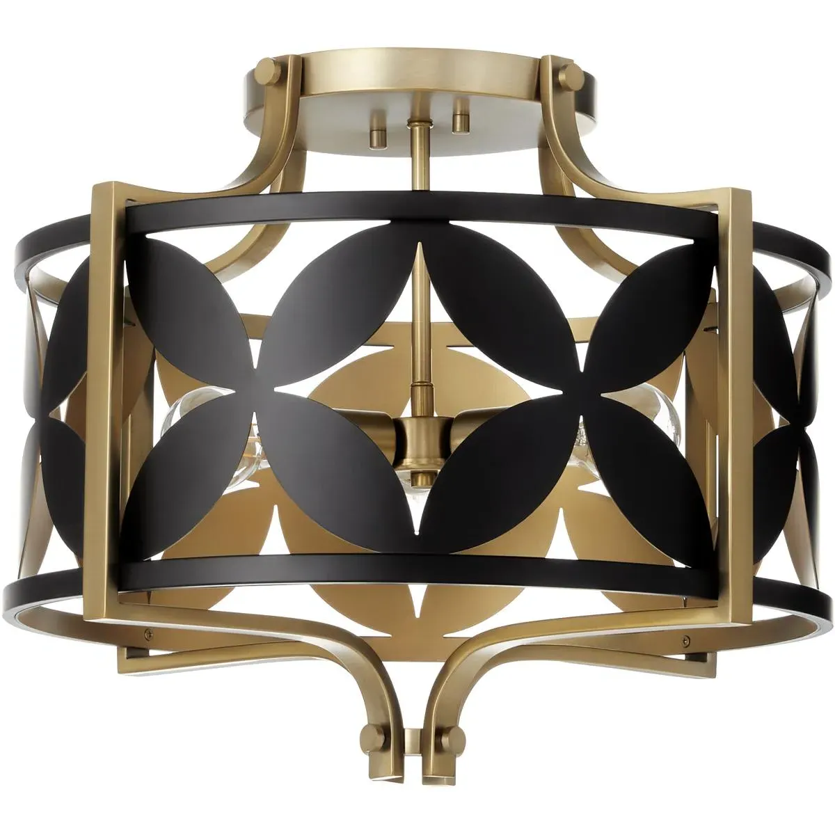Quorum Mariposa 3-Light Semi-Flush Mount - Matte Black, Aged Brass product
