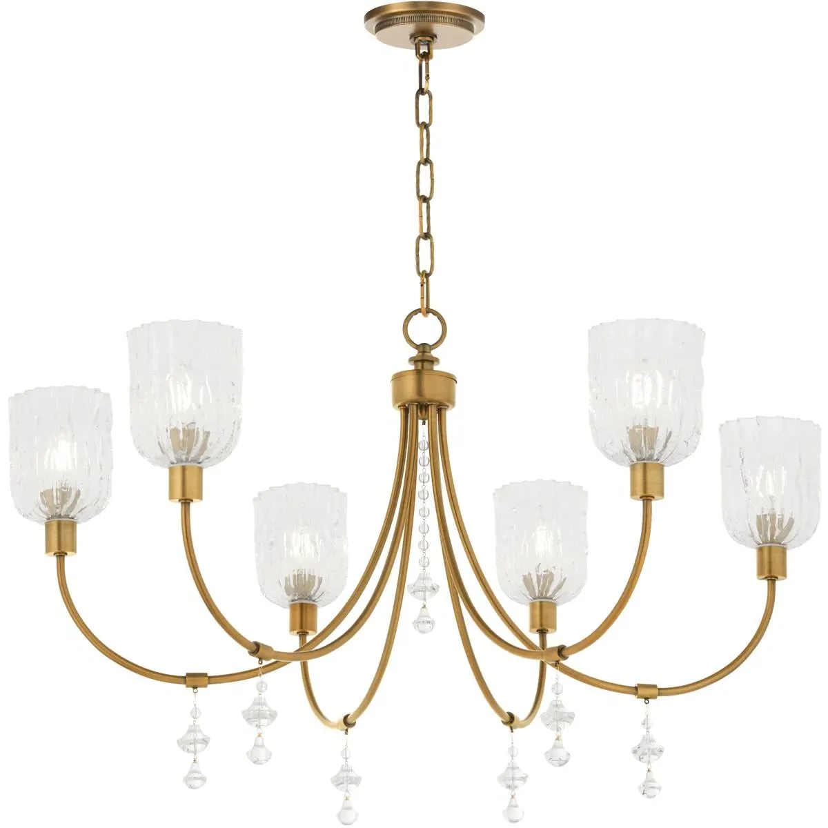 Quorum Meriam 6-Light Chandelier - Brushed Brass, Iron/Glass alternate view