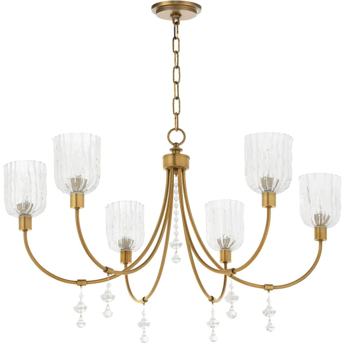 Quorum Meriam 6-Light Chandelier - Brushed Brass, Iron/Glass product