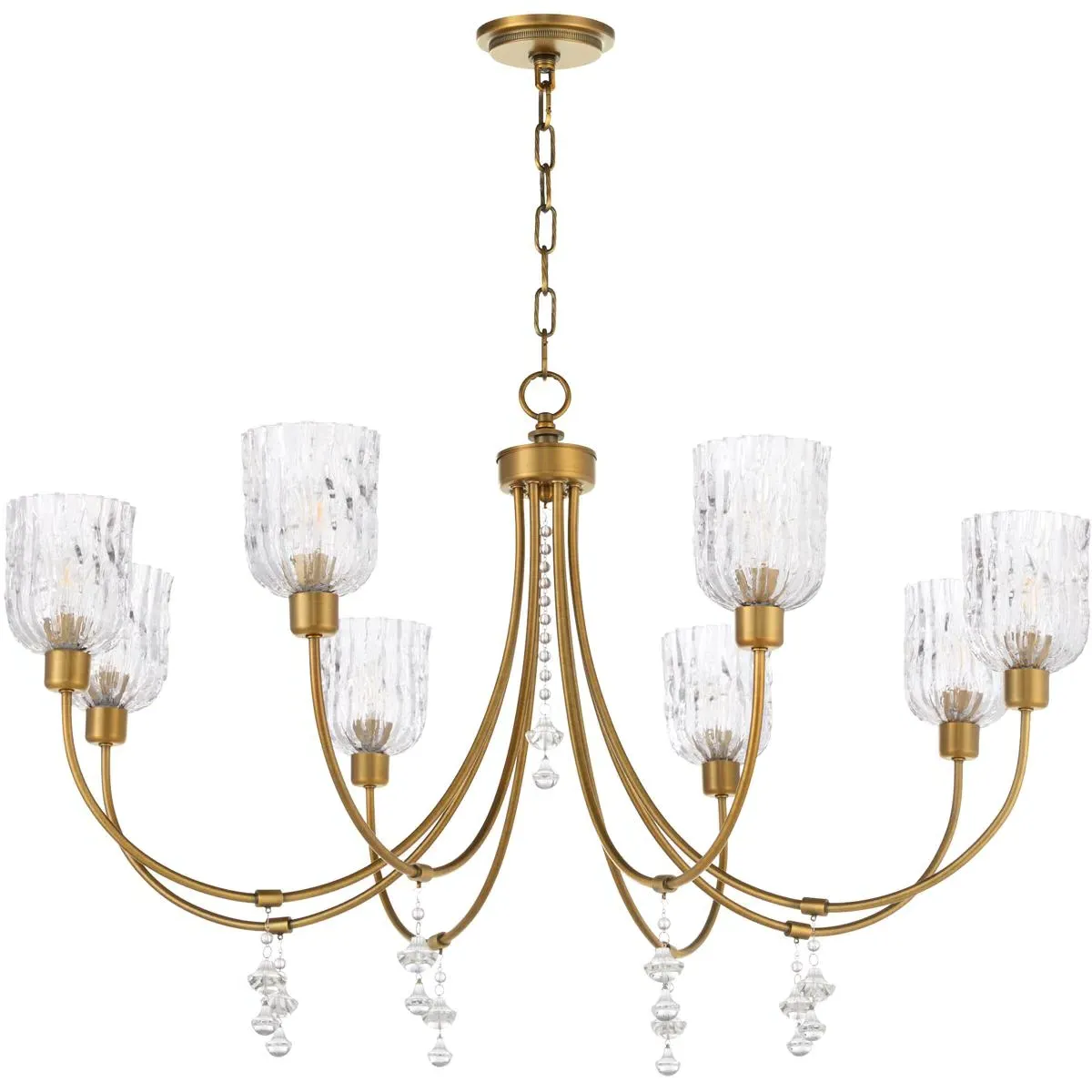 Quorum Meriam 8-Light 40 inch Chandelier - Brushed Brass product
