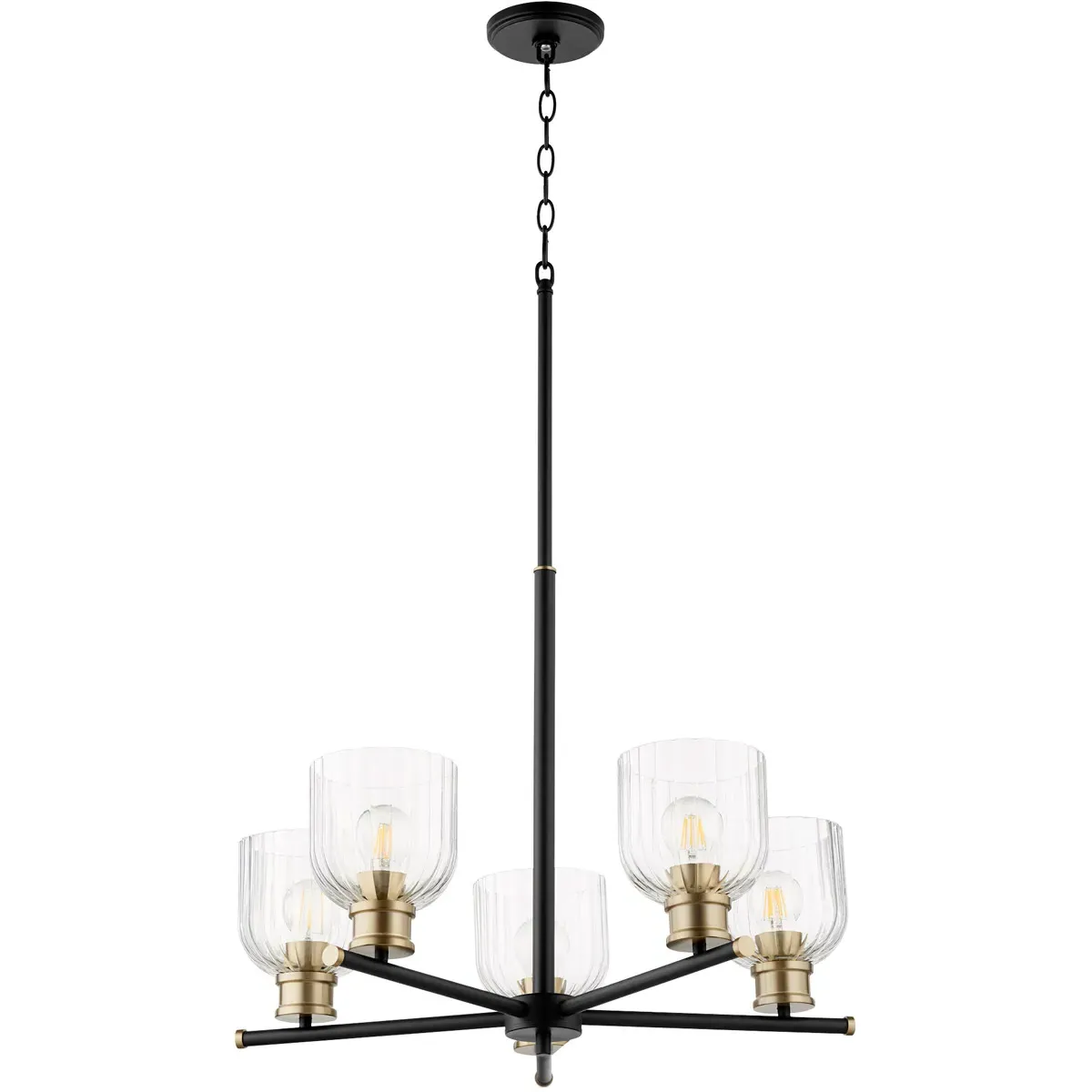 Quorum Monarch 5-Light Chandelier - Noir and Aged Brass product