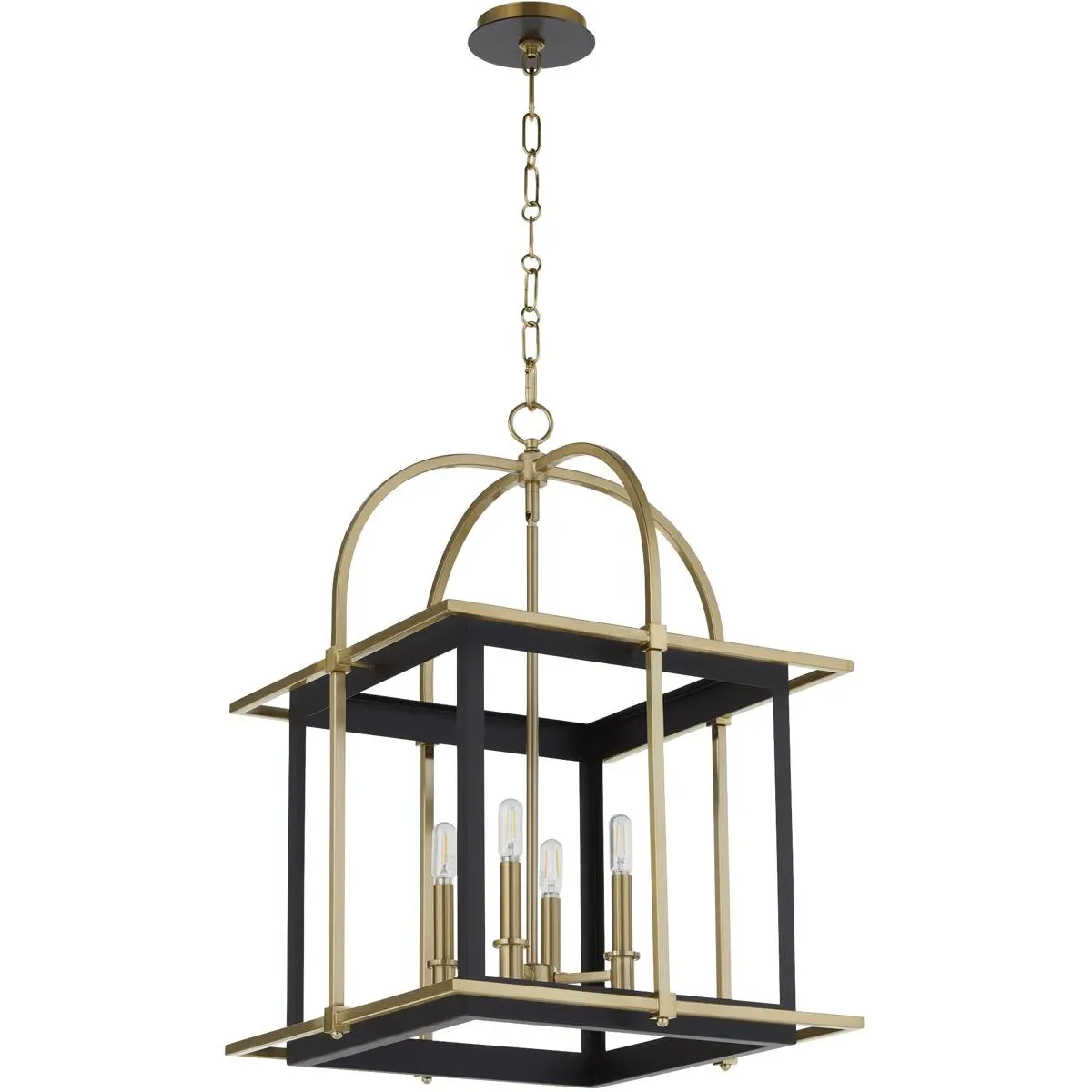 Quorum Moritz 4-Light Lantern Pendant - Matte Black, Aged Brass product