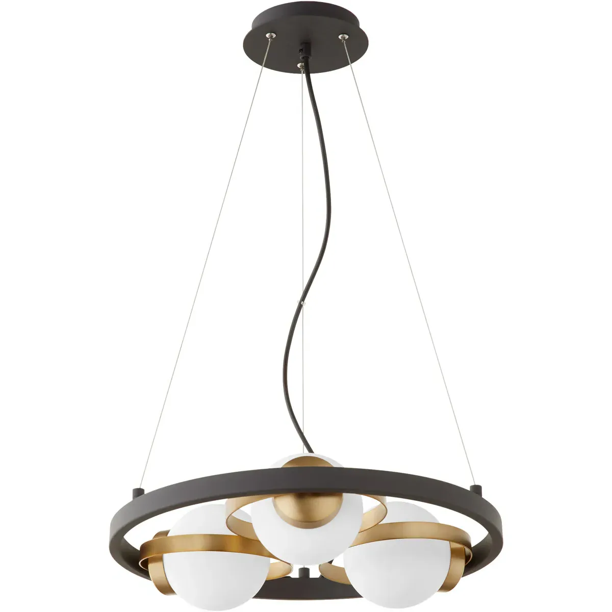 Quorum Nimbus 3-Light Chandelier - Noir with Aged Brass alternate view