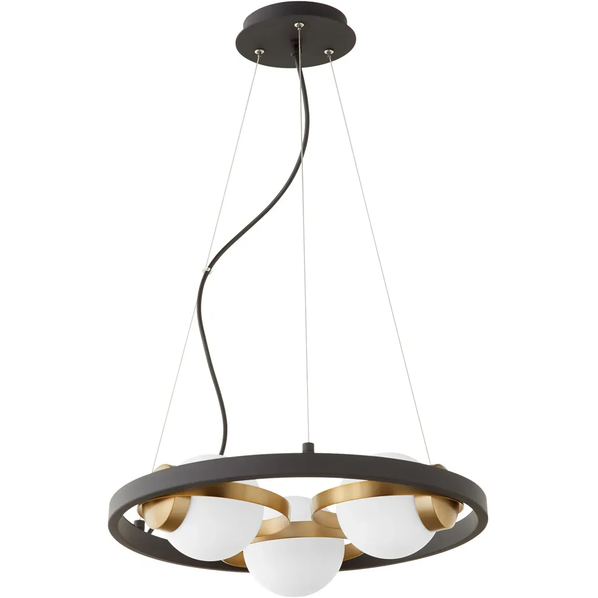 Quorum Nimbus 3-Light Chandelier - Noir with Aged Brass product