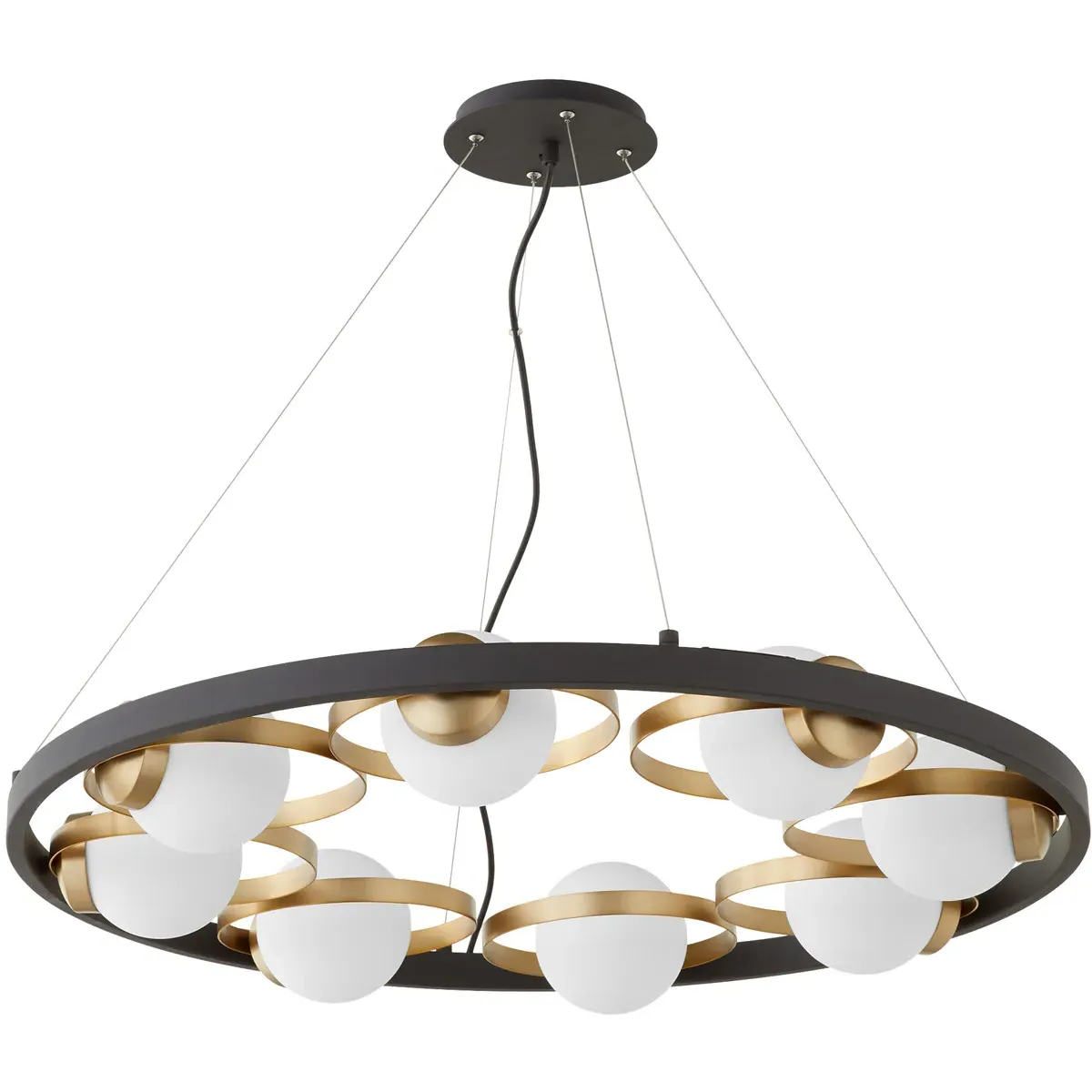 Quorum Nimbus 8-Light 32" Chandelier - Noir, Aged Brass product