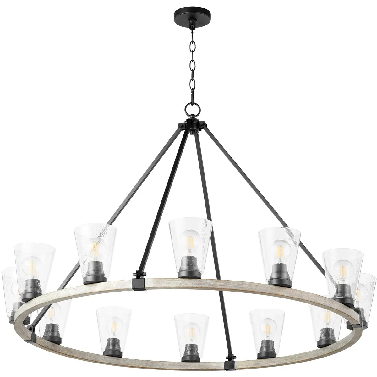 Quorum Paxton 12-Light Chandelier - Noir, Weathered Oak product