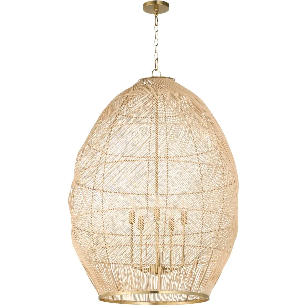 Quorum Rattan 5-Light 28 inch Pendant Ceiling Light - Aged Brass product