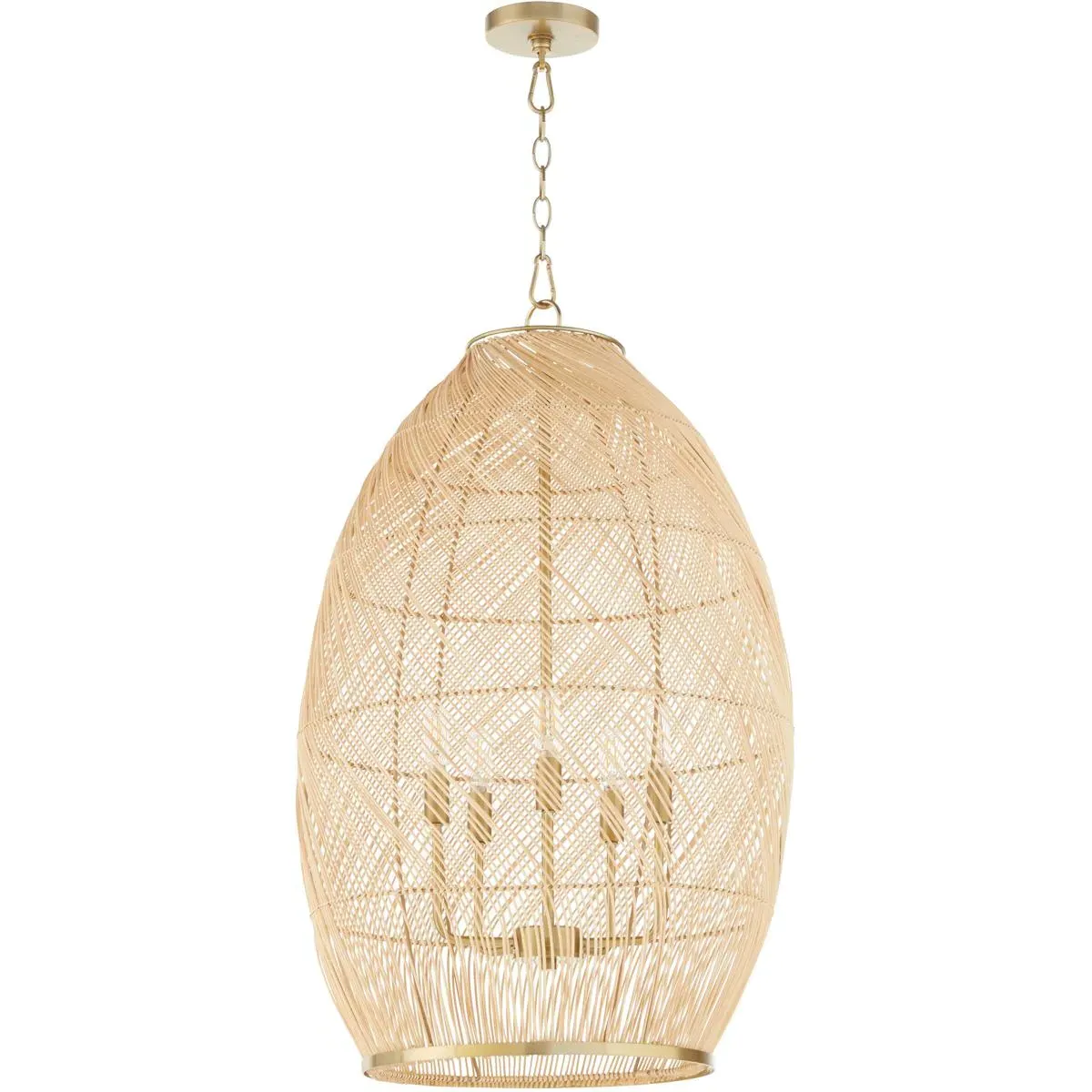 Quorum Rattan 5-Light Pendant Ceiling Light - Aged Brass product