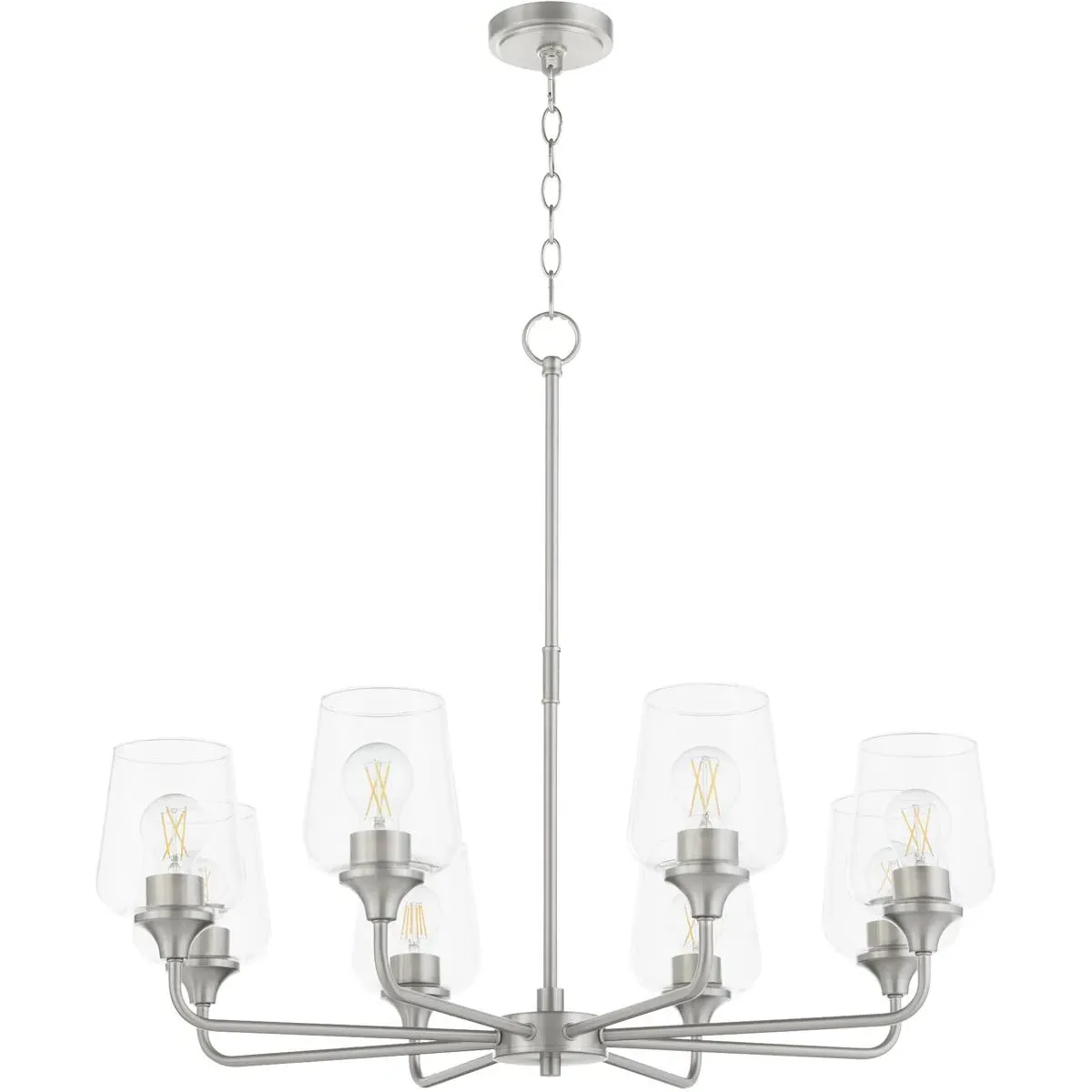 Quorum Raymond 8-Light Chandelier - Satin Nickel, Clear Glass product