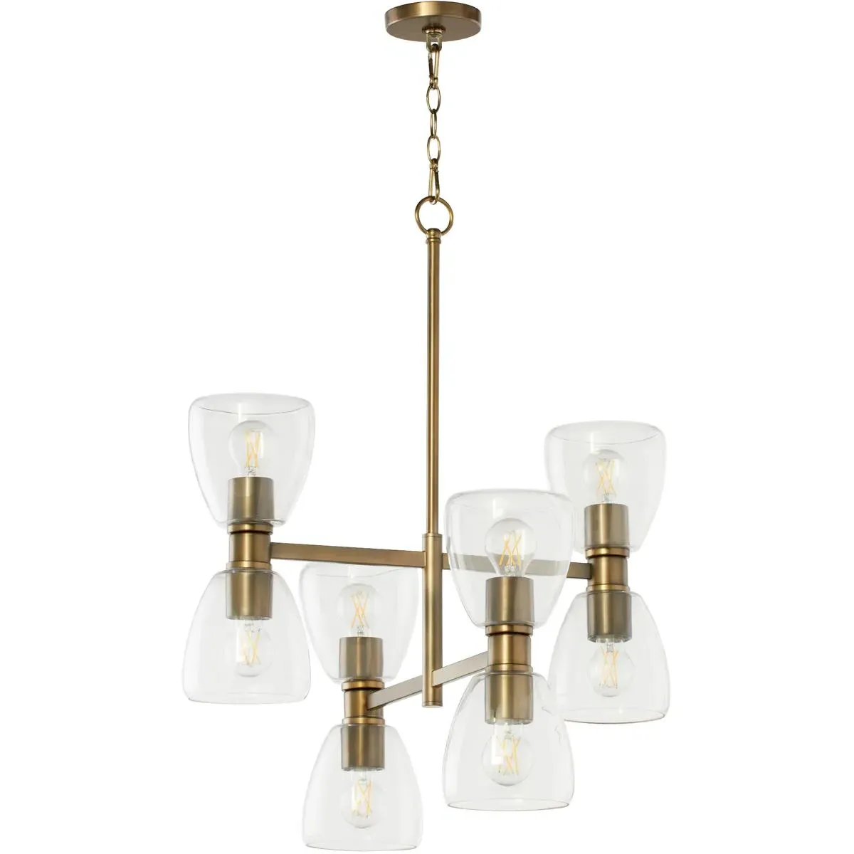 Quorum Relo 8-Light 25 inch Chandelier - Dark Brass, Clear Glass product