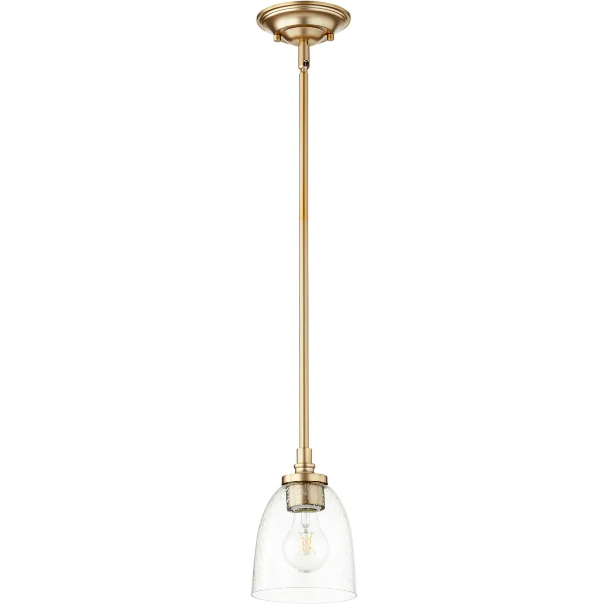 Quorum Rossington 1-Light Mini Pendant - Aged Brass, Clear Seeded Glass product