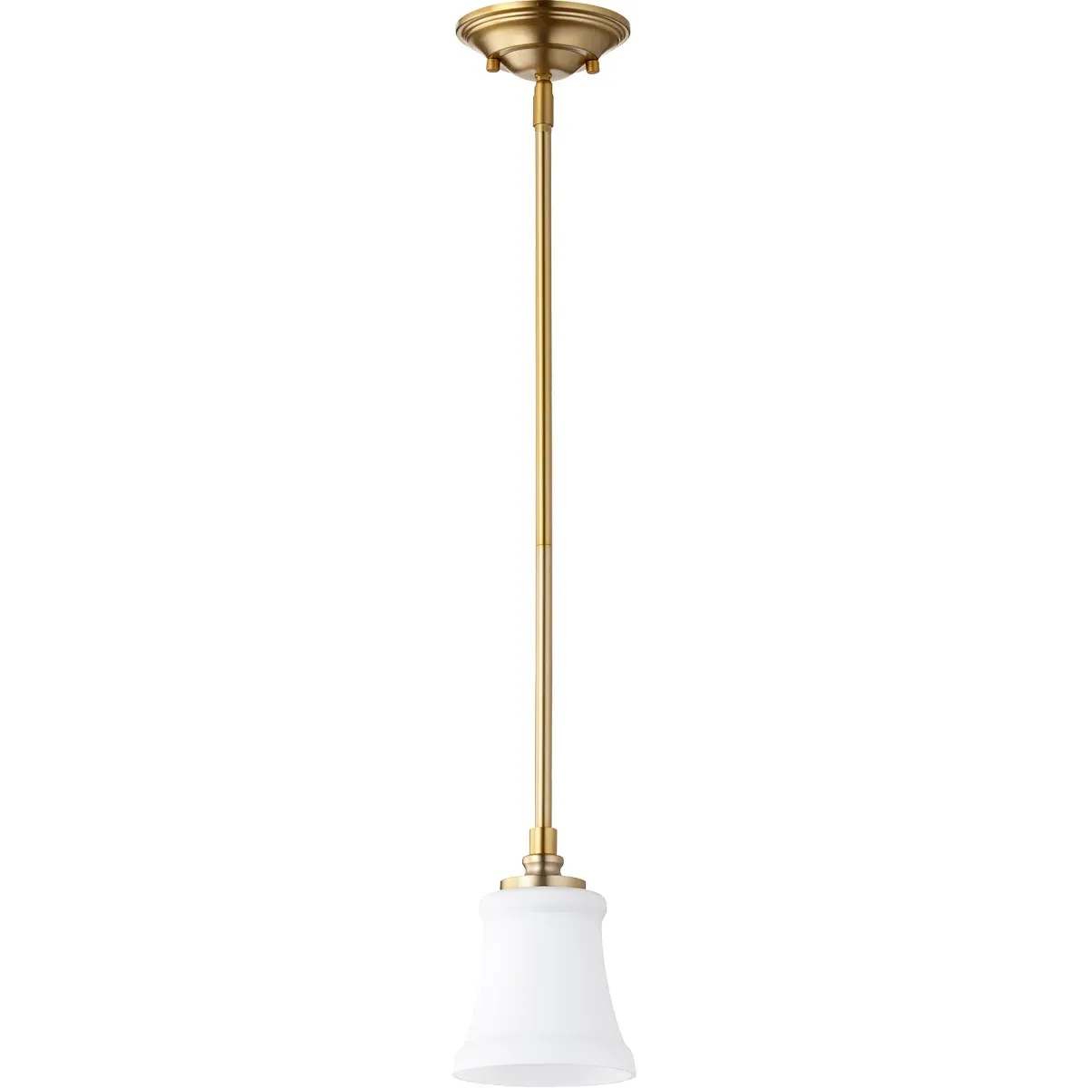 Quorum Rossington 1-Light Mini Pendant - Aged Brass, Satin Opal product