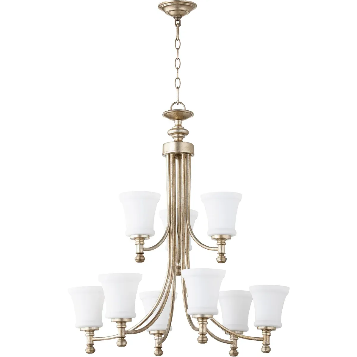 Quorum Rossington 9-Light Chandelier - Aged Silver Leaf product