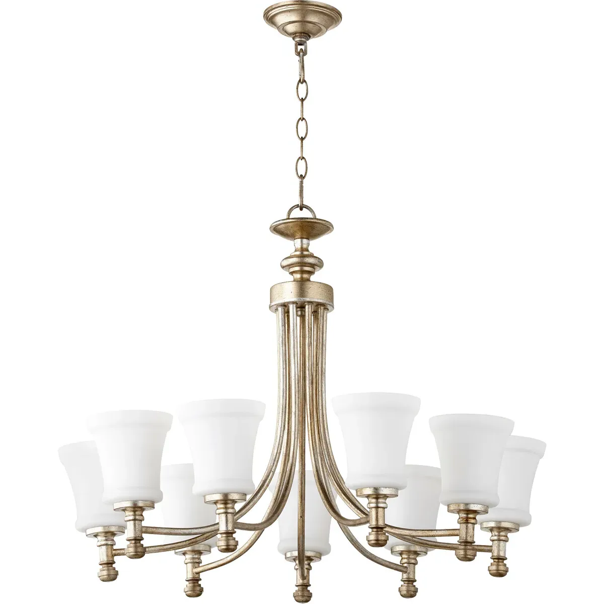 Quorum Rossington 9-Light Chandelier - Aged Silver Leaf product