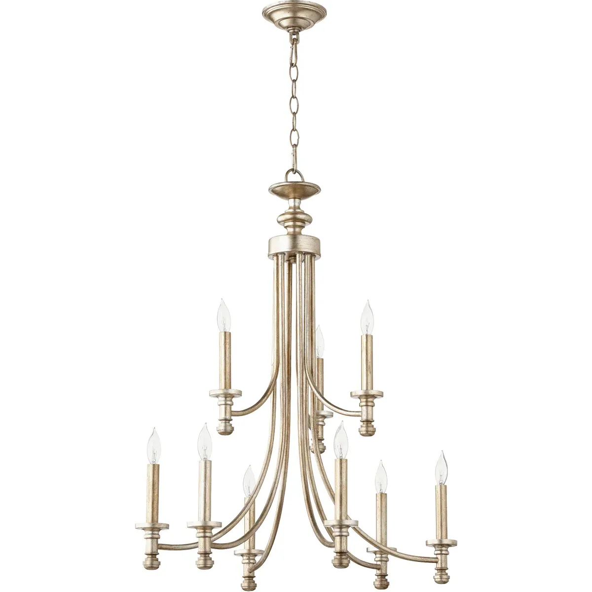 Quorum Rossington 9-Light Chandelier - Aged Silver Leaf product