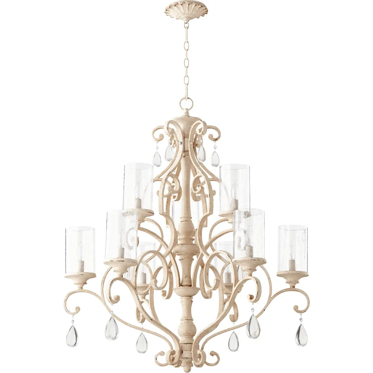 Quorum San Miguel 9-Light 32" Chandelier - Persian White, Clear Seeded product