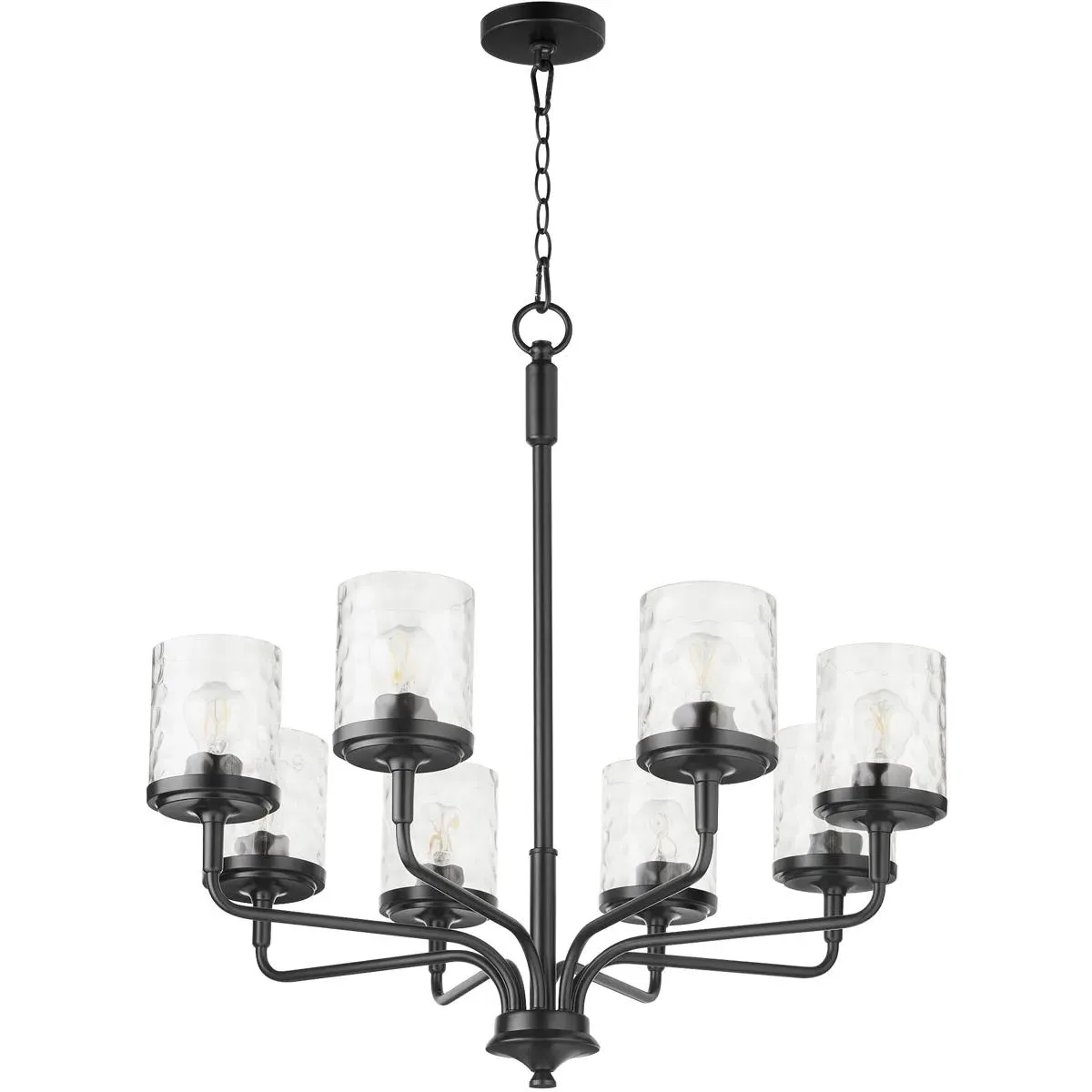 Quorum Starky 8-Light Chandelier - Matte Black, Clear Hammered Glass product