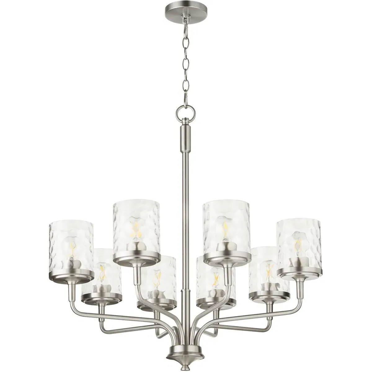 Quorum Starky 8-Light Chandelier - Satin Nickel, Clear Hammered Glass product