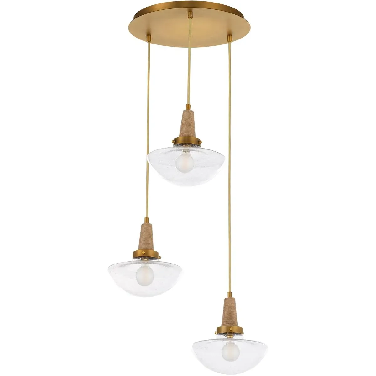 Quorum Stockport 3-Light Pendant - Brushed Brass, Iron/Glass/Jute product