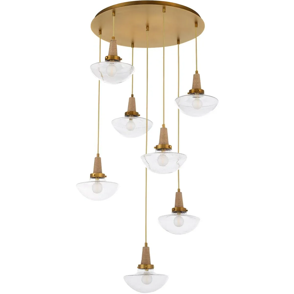 Quorum Stockport 7-Light Pendant - Brushed Brass, Iron/Glass product