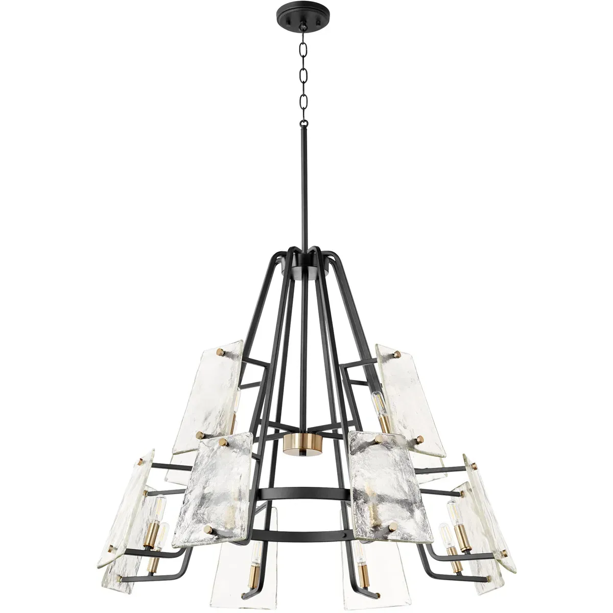 Quorum Tioga 12-Light Chandelier - Noir with Aged Brass product