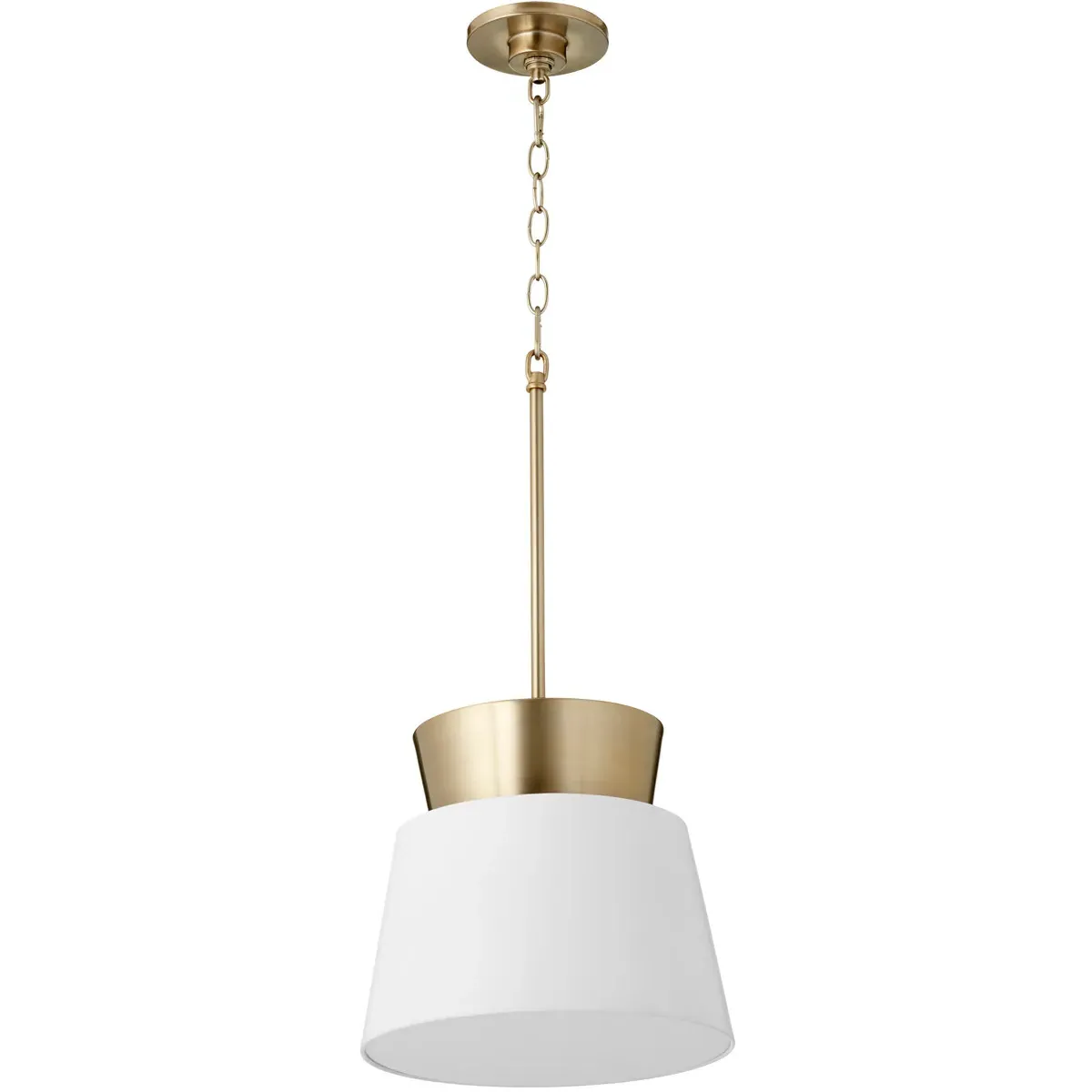 Quorum Trapezoids 1-Light Pendant - Studio White, Aged Brass product