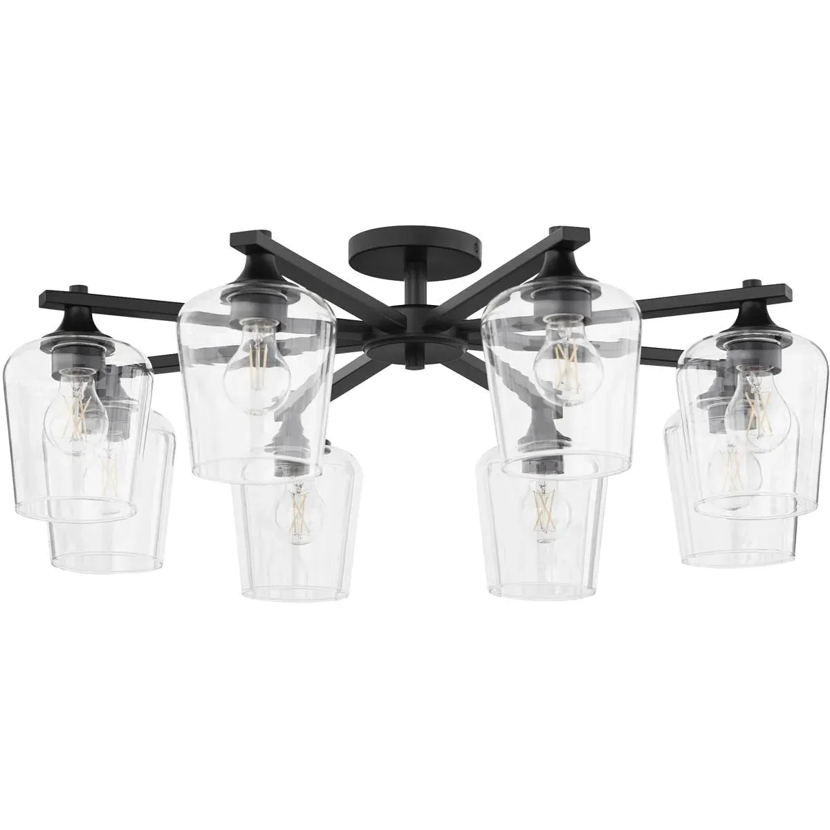 Quorum Veno 8-Light Flush Mount Ceiling Light - Matte Black, Steel/Glass product